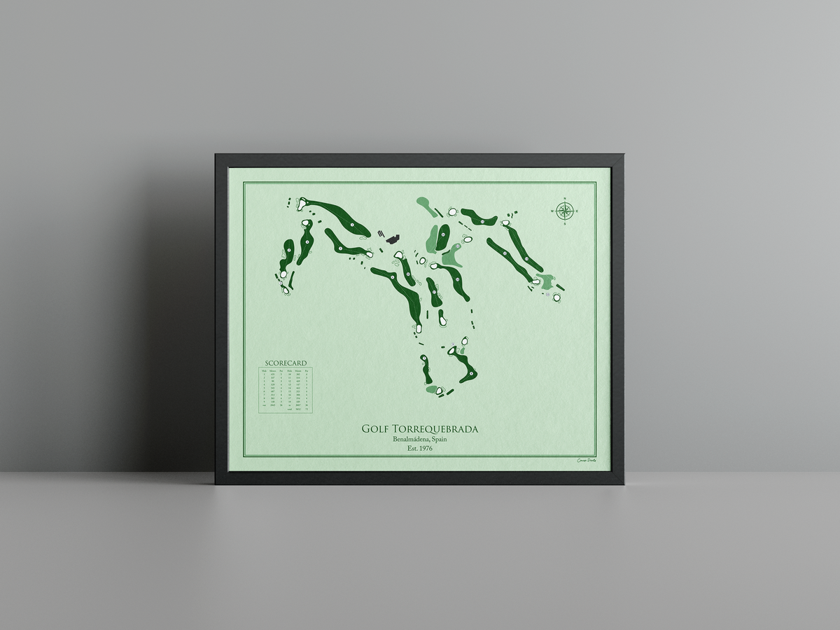 Golf Torrequebrada golf course print, green frame