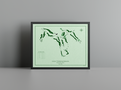 Golf Torrequebrada golf course print, green frame
