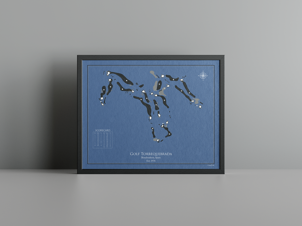 Golf Torrequebrada golf course print, navy frame