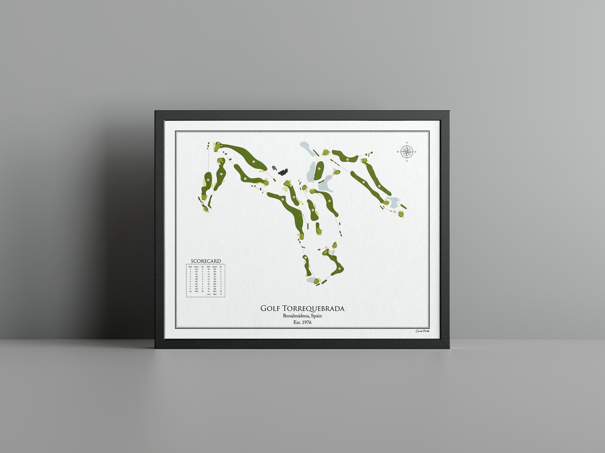 Golf Torrequebrada golf course print, white frame