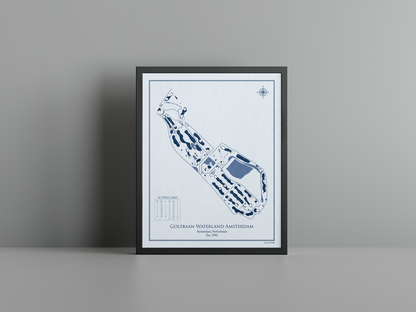 Golf Waterland Amsterdam golf course print, blue frame