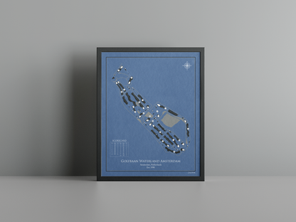 Golf Waterland Amsterdam golf course print, navy frame
