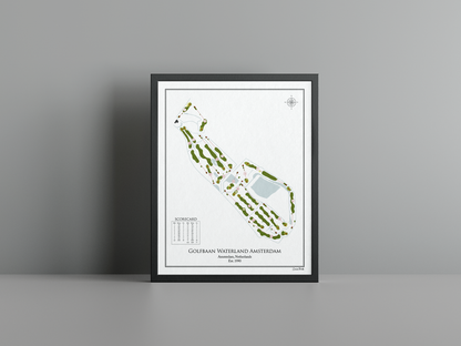 Golf Waterland Amsterdam golf course print, white frame