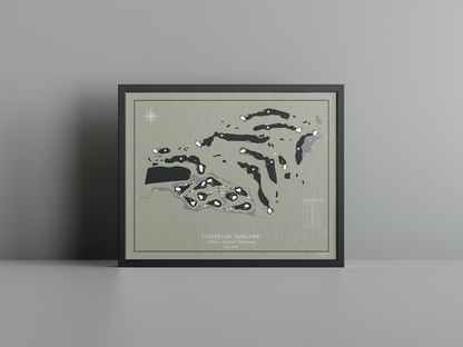 Golfbaan Ameland golf course print, brown frame