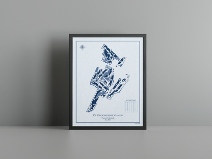 Golfbaan de Kroonprins golf course print, blue frame