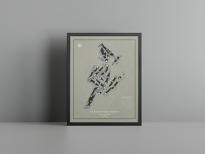 Golfbaan de Kroonprins golf course print, brown frame
