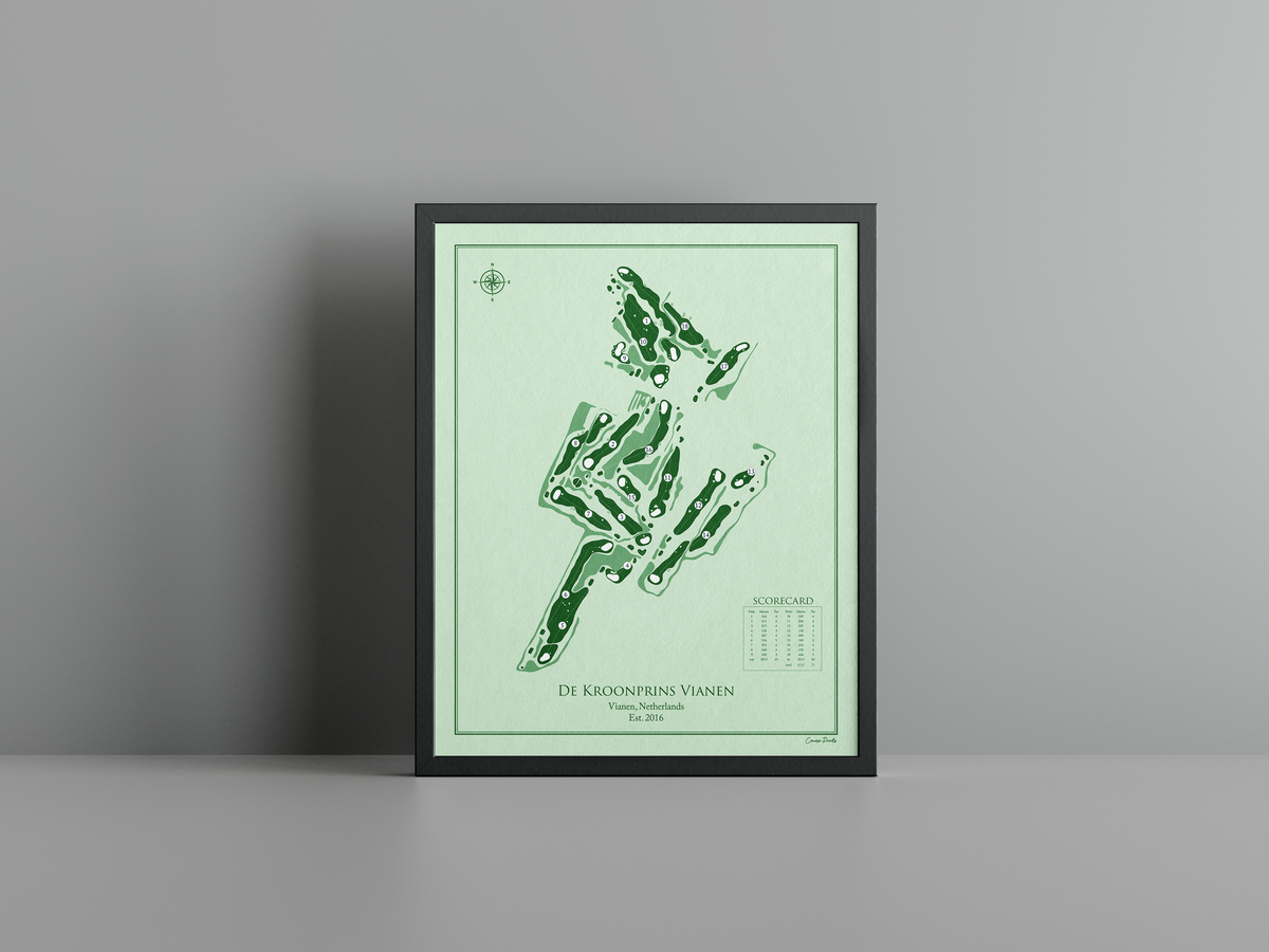 Golfbaan de Kroonprins golf course print, green frame