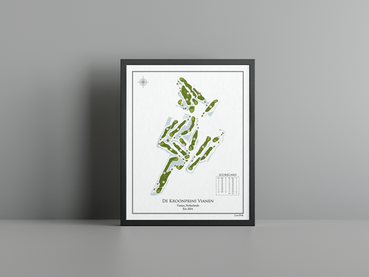 Golfbaan de Kroonprins golf course print, white frame