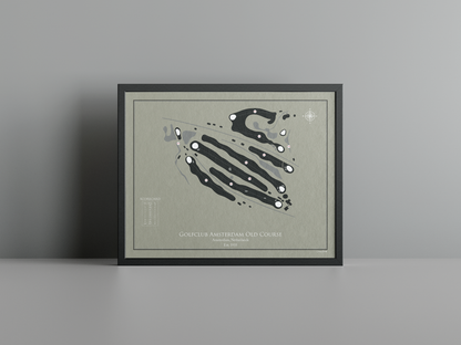 Golfclub Amsterdam Old Course golf course print, brown frame