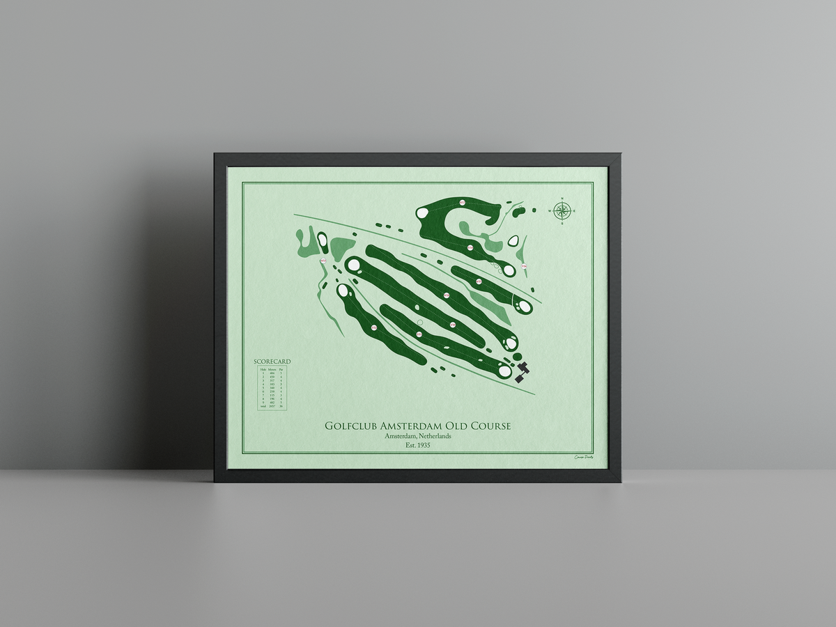 Golfclub Amsterdam Old Course golf course print, green frame