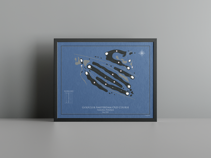 Golfclub Amsterdam Old Course golf course print, navy frame