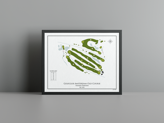 Golfclub Amsterdam Old Course golf course print, white frame