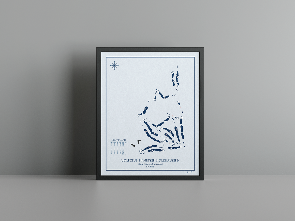 Golfclub Ennetsee Holzhäusern golf course print, blue frame