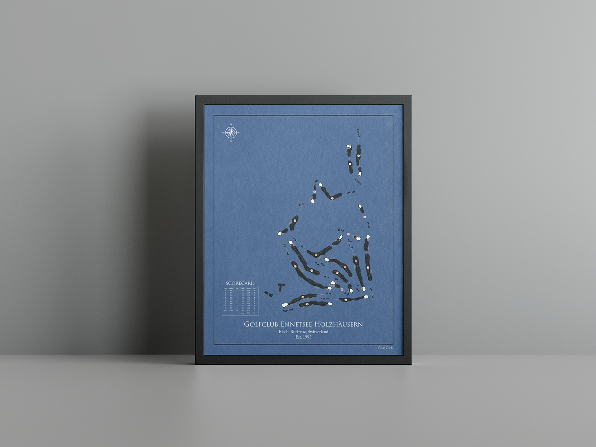 Golfclub Ennetsee Holzhäusern golf course print, navy frame