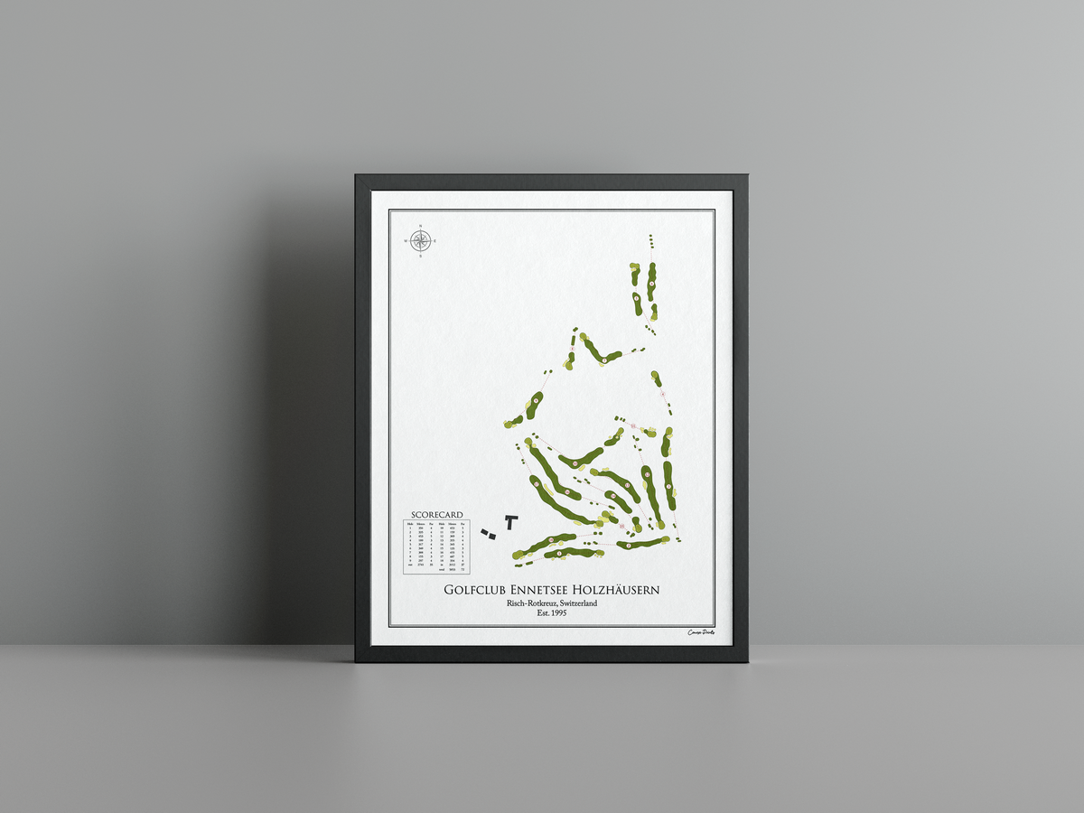 Golfclub Ennetsee Holzhäusern golf course print, white frame