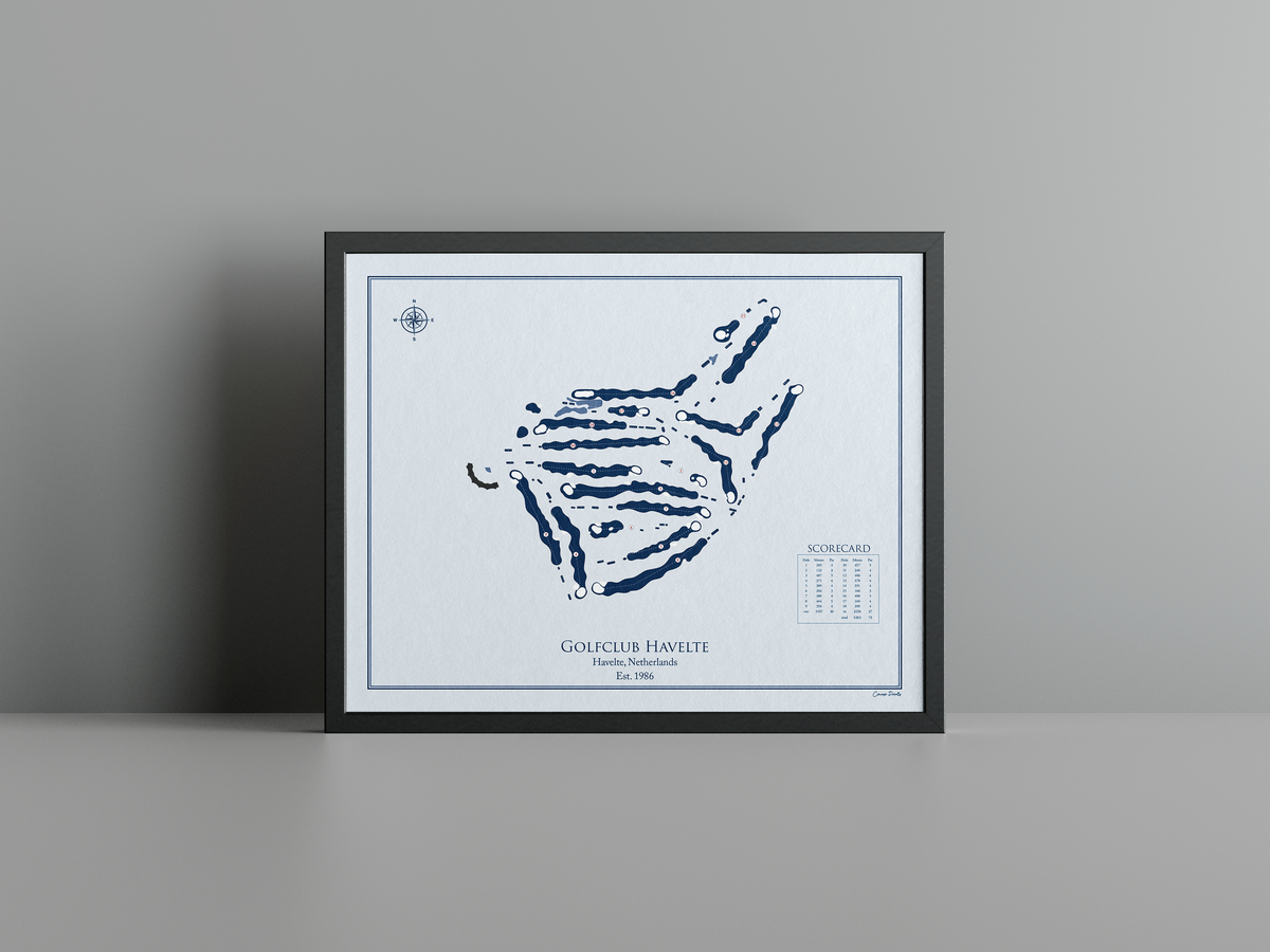 Golfclub Havelte golf course print, blue frame