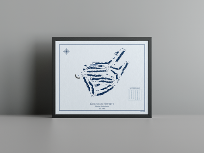 Golfclub Havelte golf course print, blue frame
