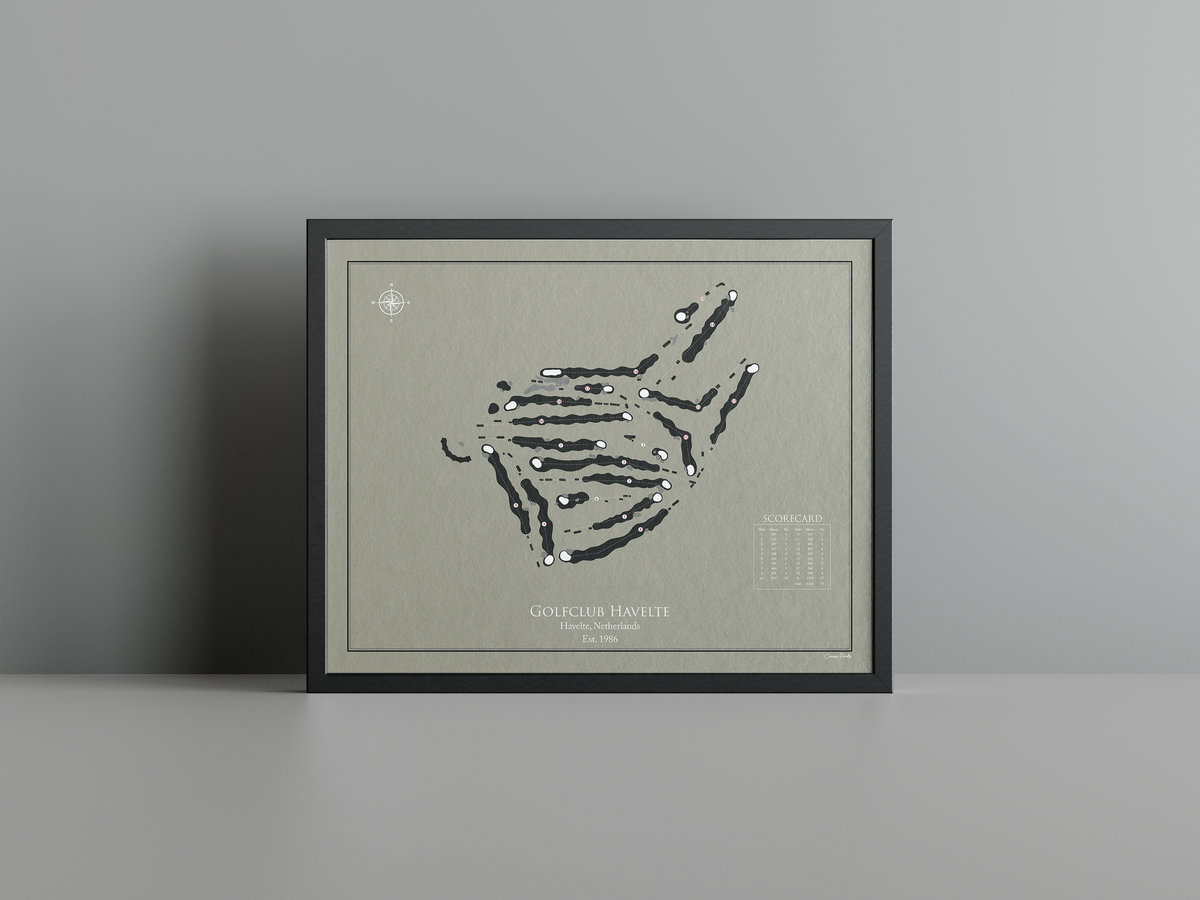 Golfclub Havelte golf course print, brown frame