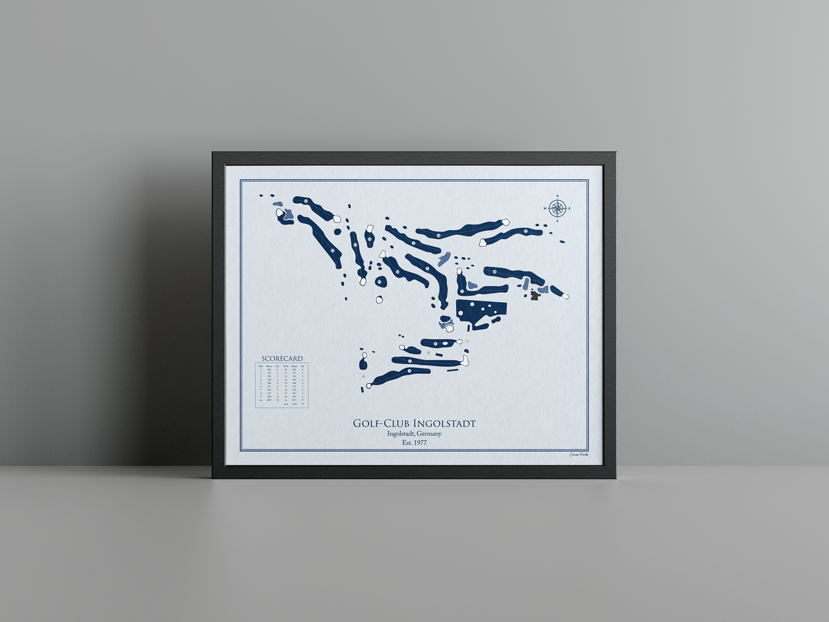 Golfclub Ingolstadt golf course print, blue frame