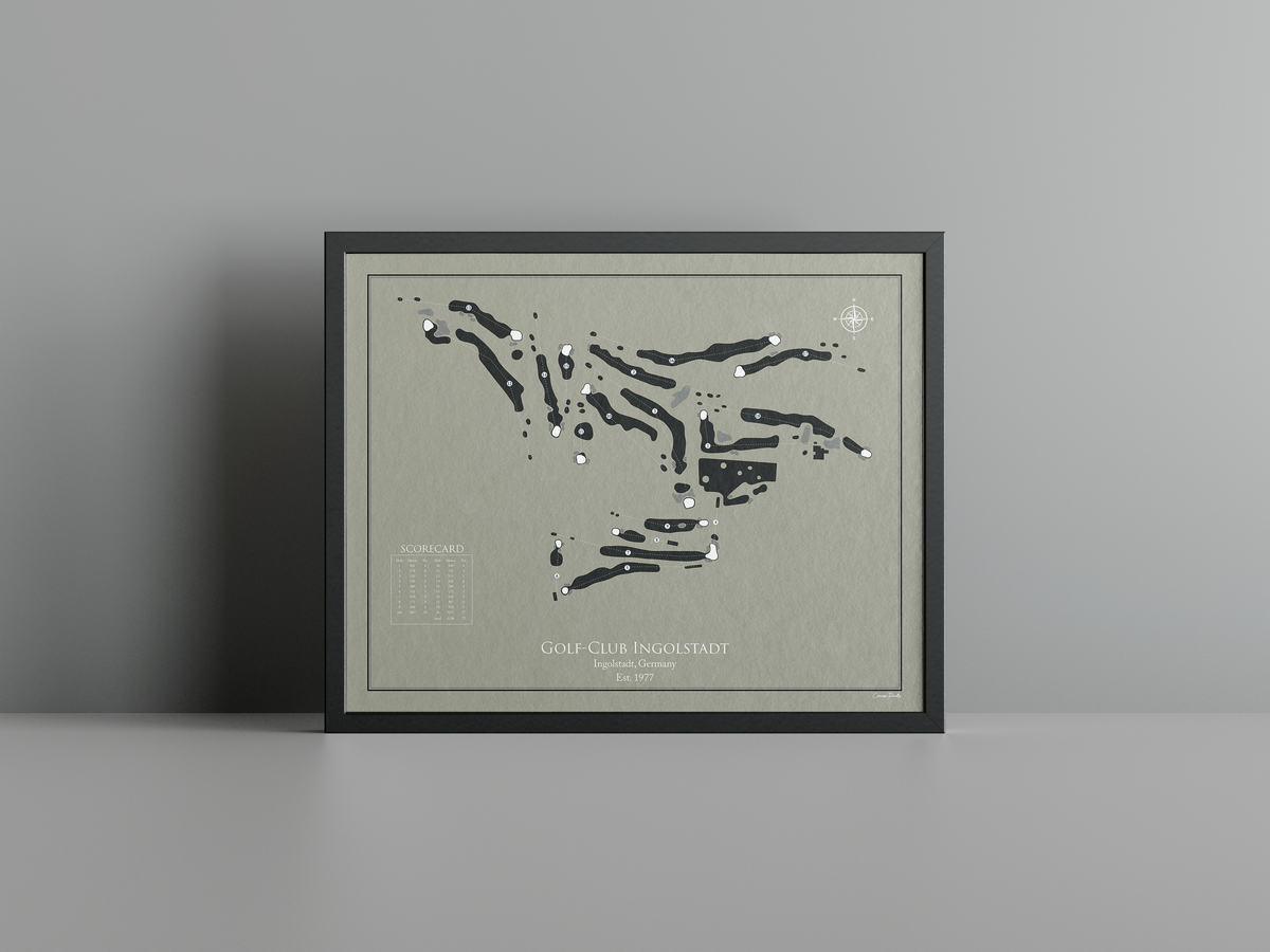 Golfclub Ingolstadt golf course print, brown frame