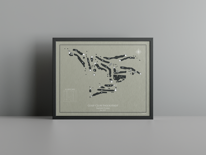 Golfclub Ingolstadt golf course print, brown frame