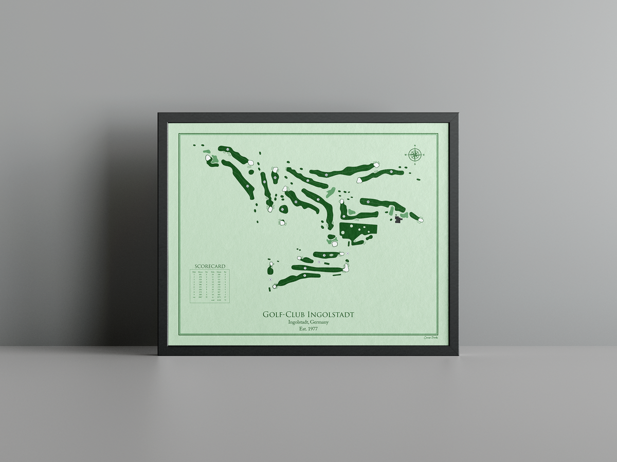 Golfclub Ingolstadt golf course print, green frame