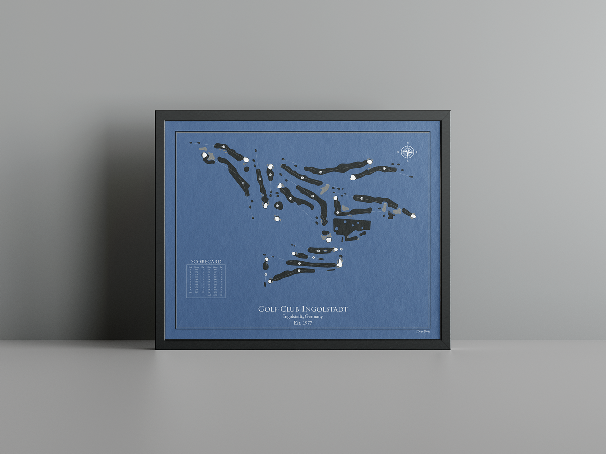 Golfclub Ingolstadt golf course print, navy frame