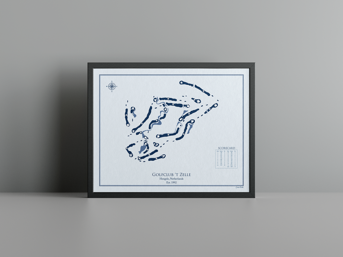 Golfclub 't Zelle golf course print, blue frame