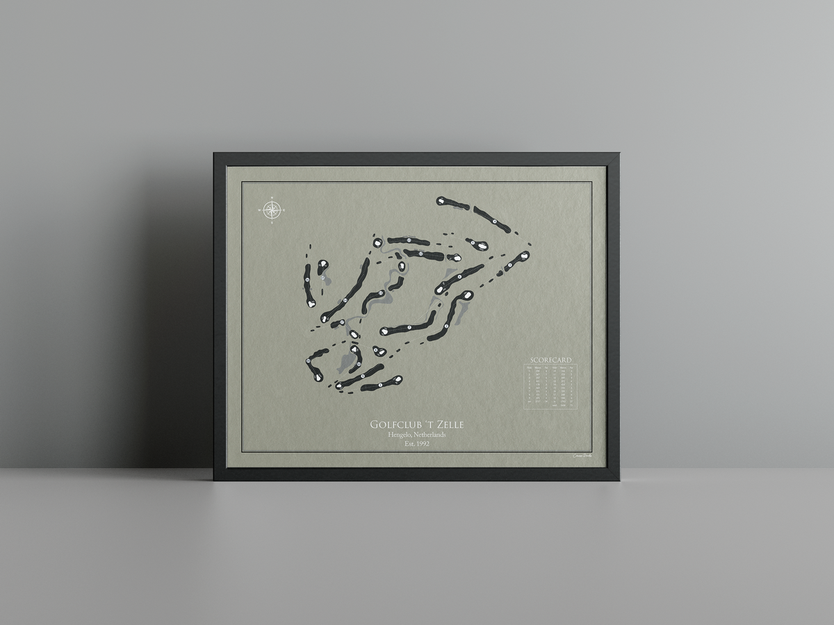 Golfclub 't Zelle golf course print, brown frame
