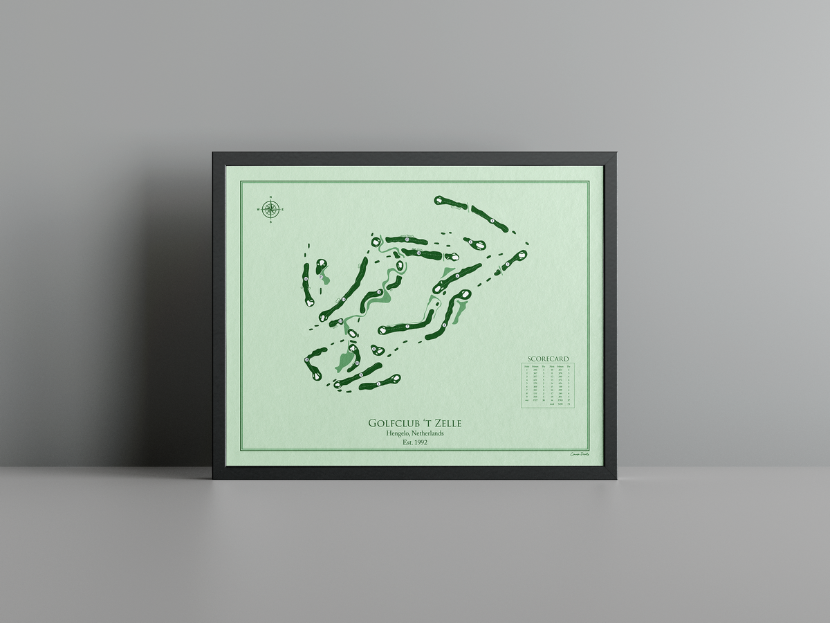 Golfclub 't Zelle golf course print, green frame