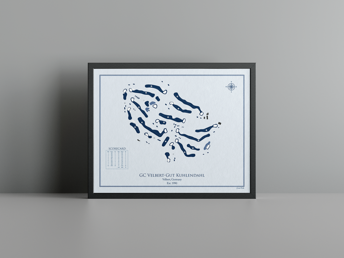 Golfclub Velbert golf course print, blue frame