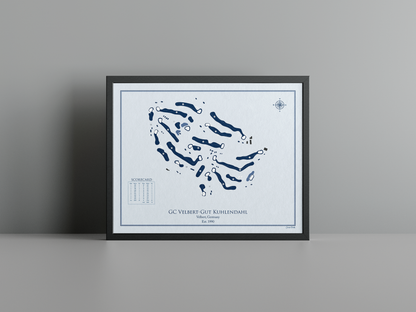 Golfclub Velbert golf course print, blue frame