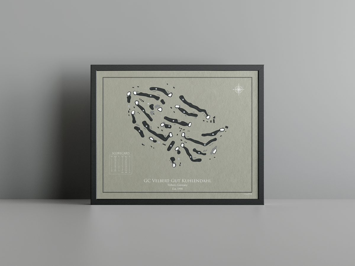 Golfclub Velbert golf course print, brown frame