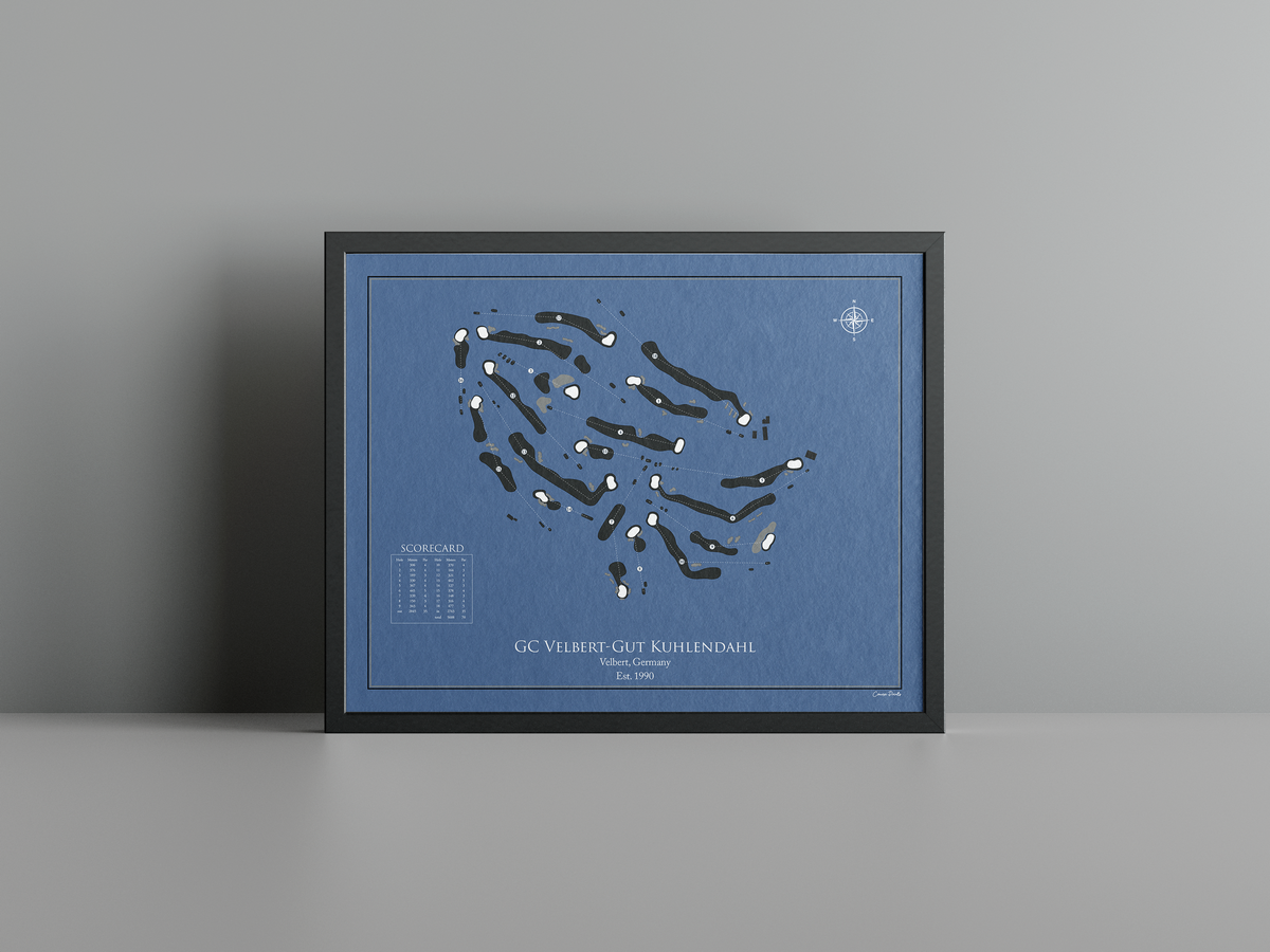 Golfclub Velbert golf course print, navy frame