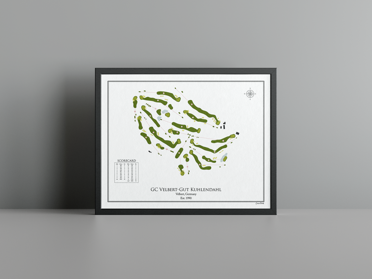 Golfclub Velbert golf course print, white frame