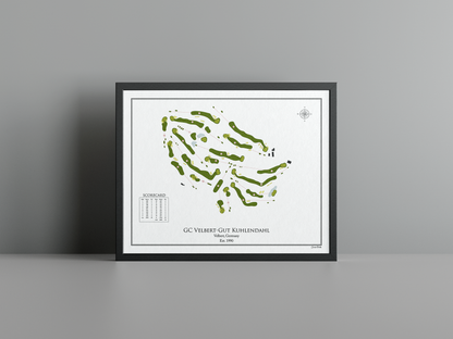 Golfclub Velbert golf course print, white frame