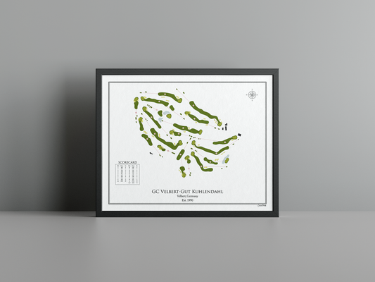 Golfclub Velbert golf course print, white frame