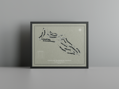 Golfclub Wasserburg Anholt golf course print, brown frame
