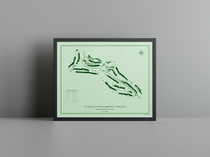 Golfclub Wasserburg Anholt golf course print, green frame