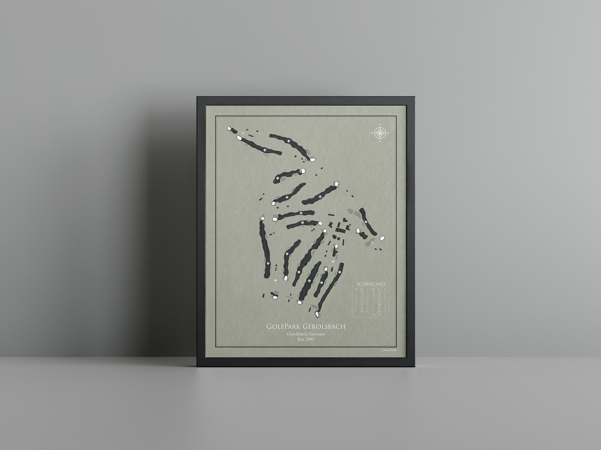 Golfpark Gerolsbach golf course print, brown frame