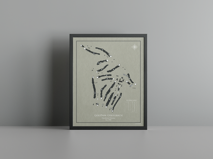 Golfpark Gerolsbach golf course print, brown frame