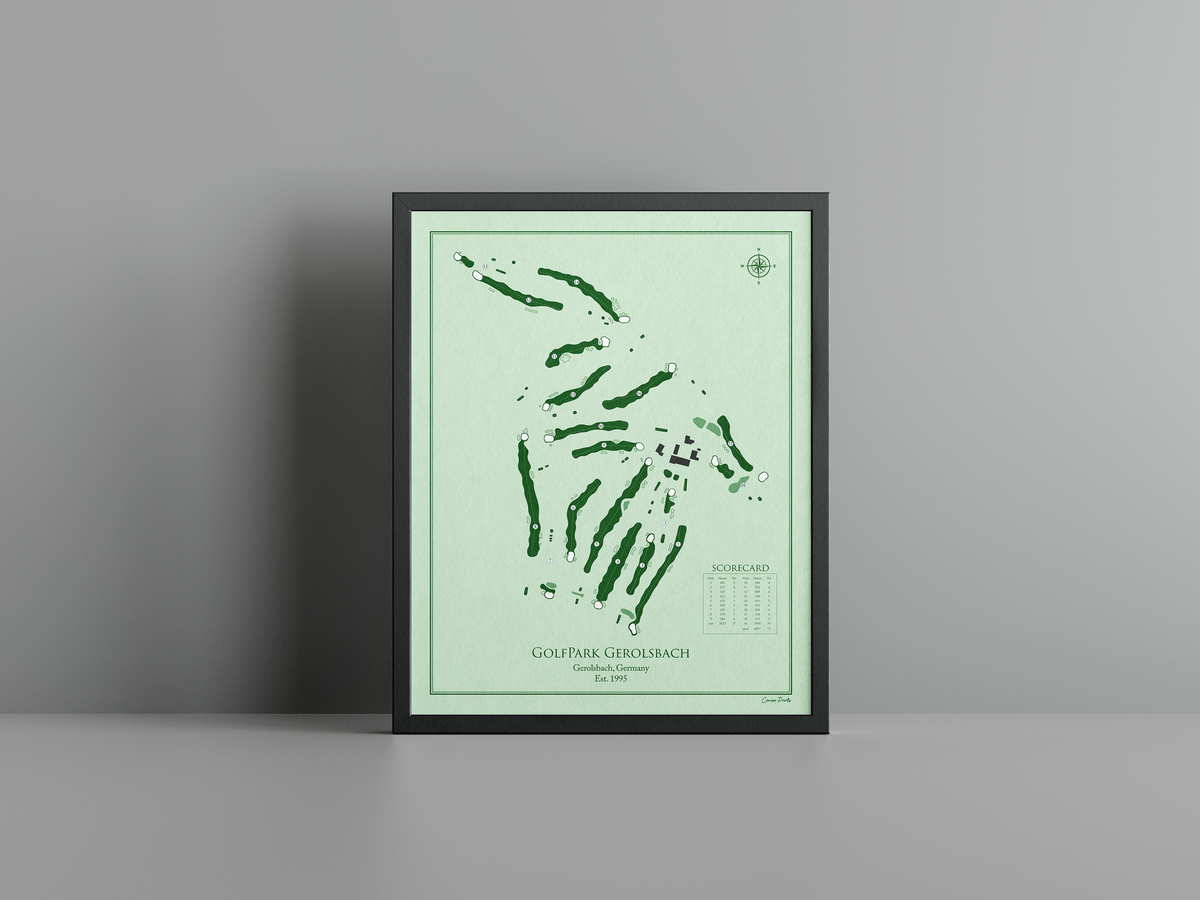 Golfpark Gerolsbach golf course print, green frame