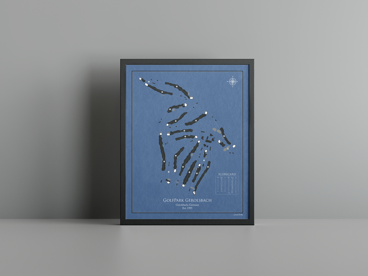 Golfpark Gerolsbach golf course print, navy frame