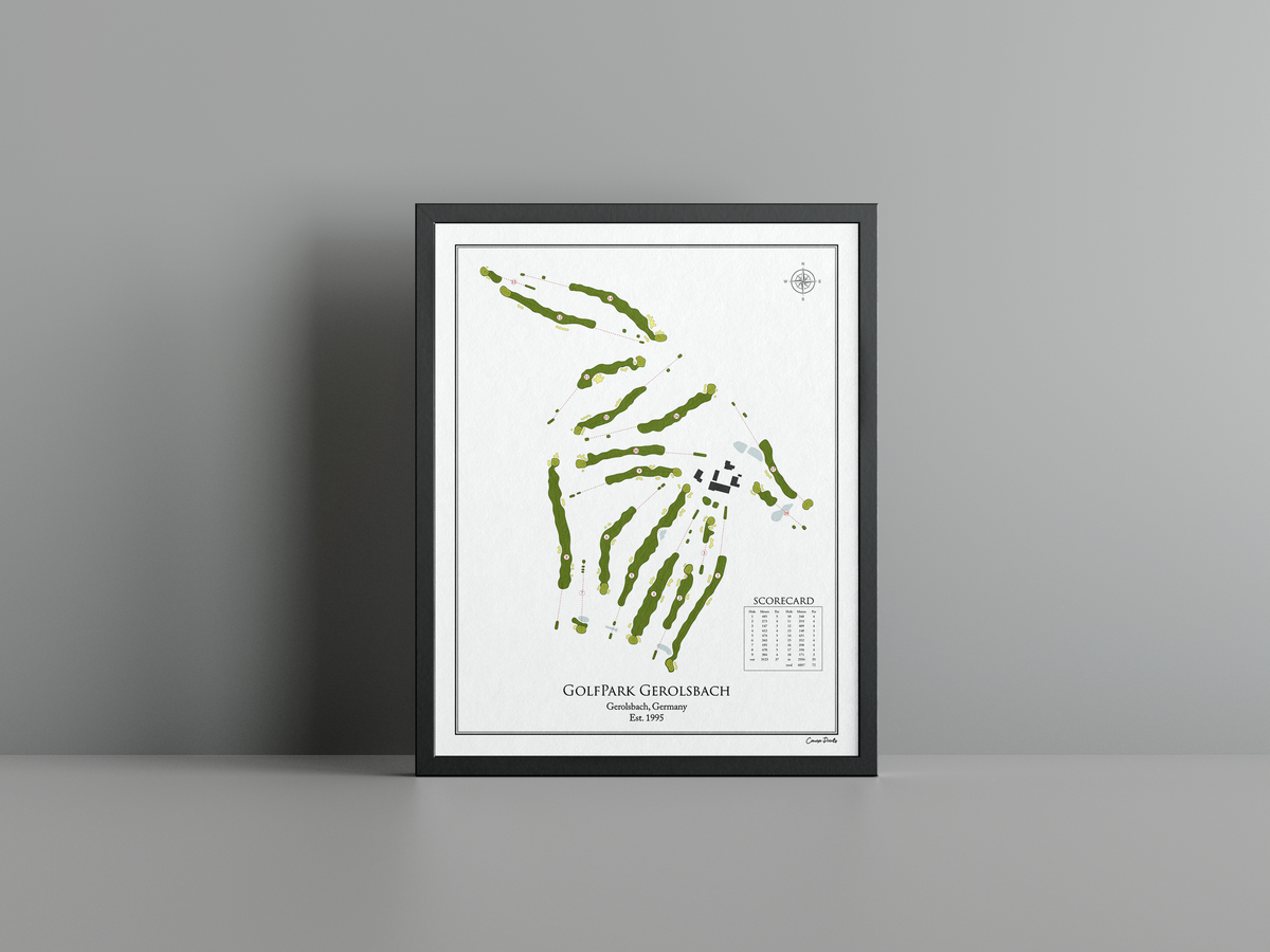 Golfpark Gerolsbach golf course print, white frame