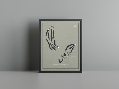 Golfpark Loherhof golf course print, brown frame