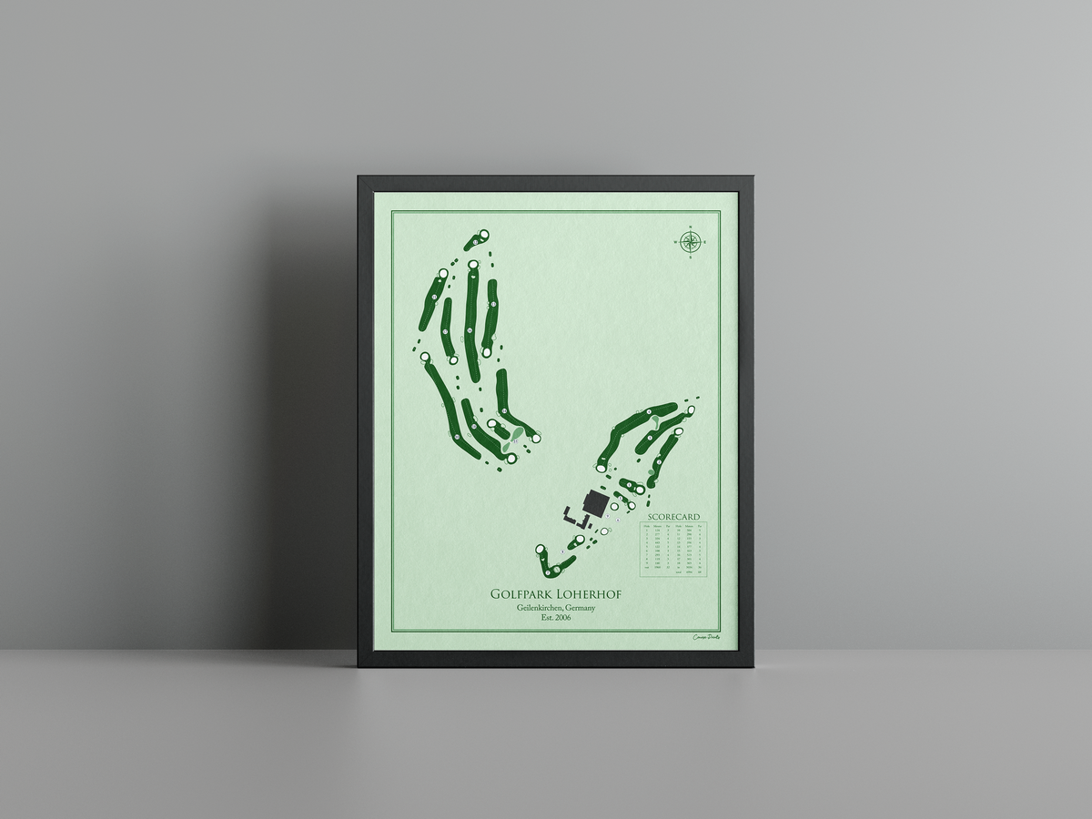 Golfpark Loherhof golf course print, green frame