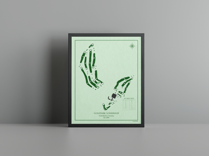 Golfpark Loherhof golf course print, green frame