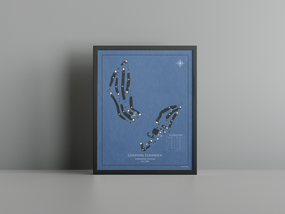 Golfpark Loherhof golf course print, navy frame