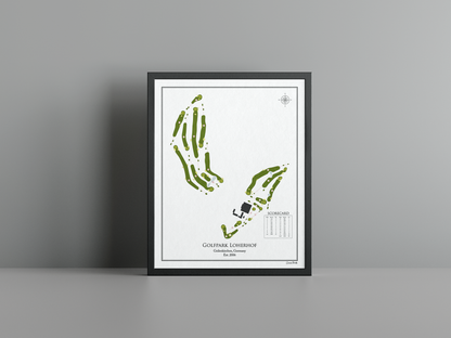 Golfpark Loherhof golf course print, white frame