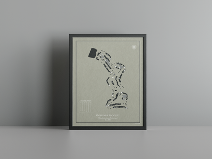 Golfpark Moossee golf course print, brown frame